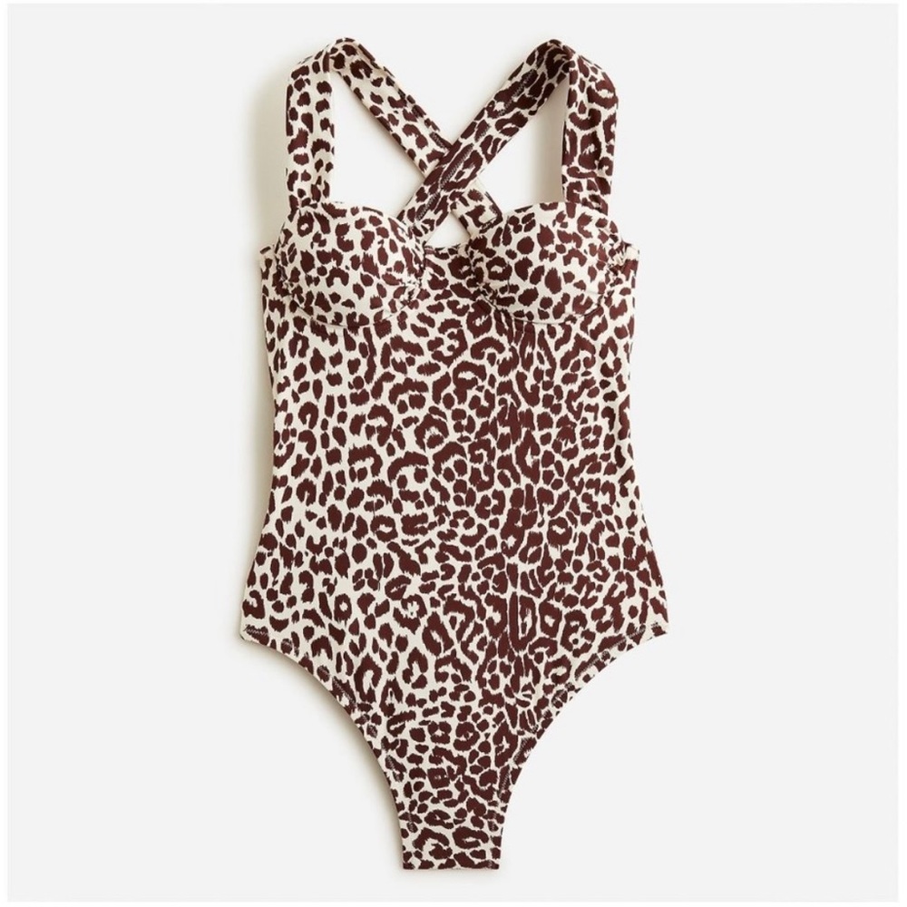 J Crew ruched-cup one-piece swimsuit in leopard print women’s size 4